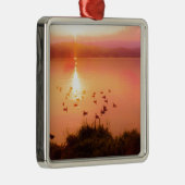 桃色と桃色の夕日 メタルオーナメント (右)