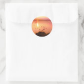 桃色と桃色の夕日 ラウンドシール (バッグ)