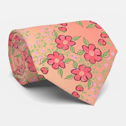 桃色と珊瑚 ネクタイ (ロール)