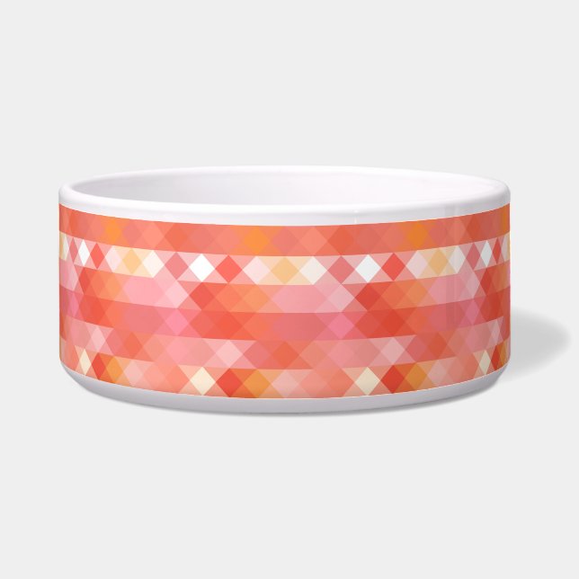 桃色と白の幾何学模様 ボウル (正面)
