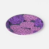 桃色と紫紫色の牡丹と紫陽花 ペーパープレート (アングル)