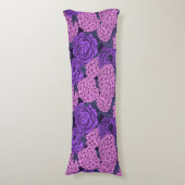 桃色と紫紫色の牡丹と紫陽花 ボディピロー (正面縦)