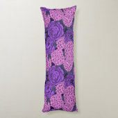 桃色と紫紫色の牡丹と紫陽花 ボディピロー (裏面 (縦))