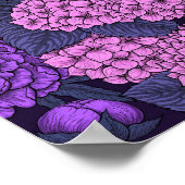 桃色と紫紫色の牡丹と紫陽花 ポスター (角)