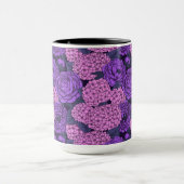 桃色と紫紫色の牡丹と紫陽花 マグカップ (中央)