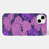 桃色と紫紫色の牡丹と紫陽花 iPhoneケース (裏面横)