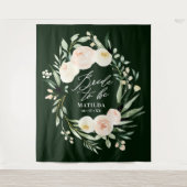 桃色と緑の水彩花のプリンセスビューティー タペストリー (正面)