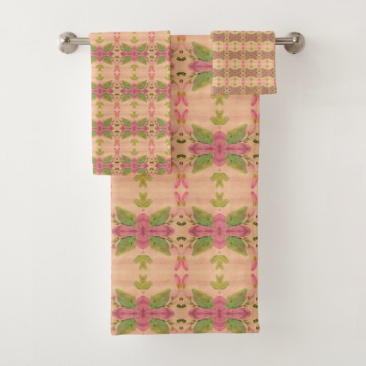 桃色と緑 バスタオルセット (インサイチュ)
