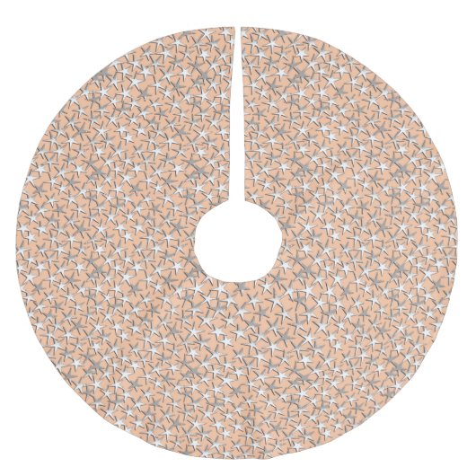 桃色に銀色の星 ブラッシュドポリエステルツリースカート (正面)