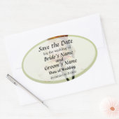 桃色のアイリスでSave the Date 楕円形シール (封筒)