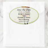 桃色のアイリスでSave the Date 楕円形シール (バッグ)