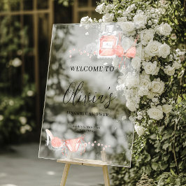 桃色のウェルカムサイン ブライダルシャワー アクリルサイン