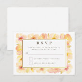 桃色のクリームゴールドフレーム結婚式の出欠確認 招待状 (正面/裏面)