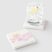 *~*桃色のグラデーションフローラソフト水彩 ストーンコースター (横)