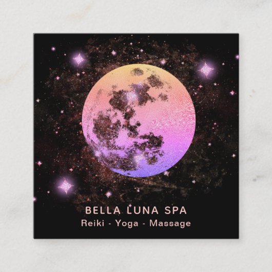 *~*桃色のグラデーション月の星 スクエア名刺 (正面)