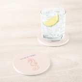 桃色のタツノオトシゴ ビーチで輝く コースター (側面)