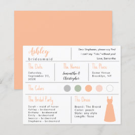 桃色のドレスカラーブライドメイドインフォメーションカード