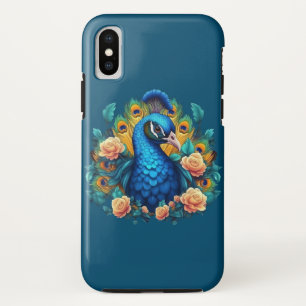 桃色のバラと孔雀 iPhone XSケース