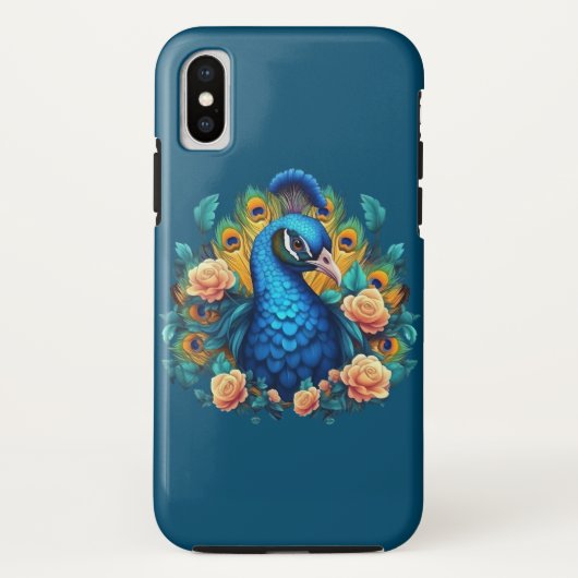 桃色のバラと孔雀 Case-Mate iPhoneケース (裏面)