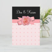 桃色のバラの水玉模様の結婚 招待状 (スタンド正面)