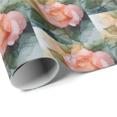 桃色のバラの花のブライダルシャワー ラッピングペーパー (ロールコーナー)