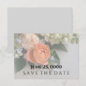 桃色のバラの花束は日付カードを保存してフェード 招待状 (正面/裏面)