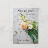 桃色のバラの花束 セーブザデート (正面/裏面)