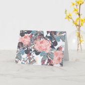 桃色のバラ感謝していユー カード (黄色い花)