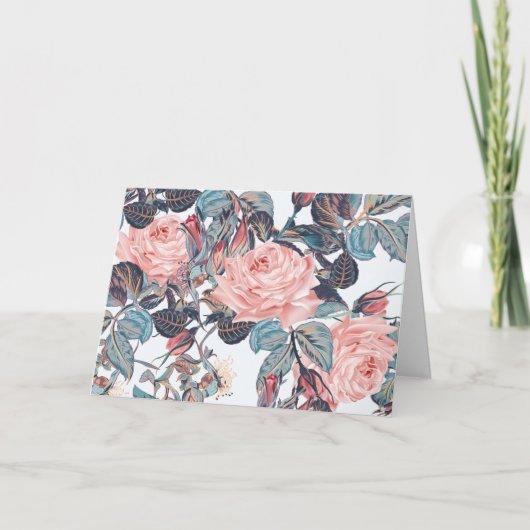 桃色のバラ感謝していユー カード (正面)