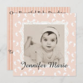 桃色のベビーガール誕生のお知らせ 案内状 (正面/裏面)