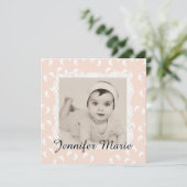 桃色のベビーガール誕生のお知らせ 案内状 (スタンド正面)