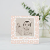 桃色のベビーガール誕生のお知らせ 案内状 (スタンド正面)