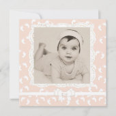 桃色のベビーガール誕生のお知らせ 案内状 (正面)