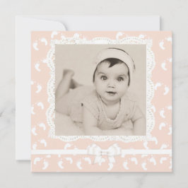 桃色のベビーガール誕生のお知らせ 案内状