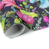 桃色のユリと青い鳥 ラッピングペーパー (ロールコーナー)