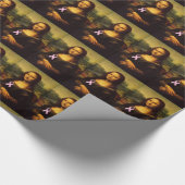 桃色のリボンを着たモナリザ ラッピングペーパー (角)