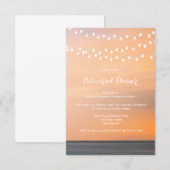 桃色の夕焼けビーチリハーサルディナー招待状 招待状 (正面/裏面)