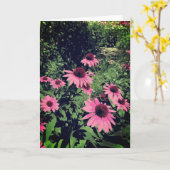 桃色の庭に咲く美しい円錐花 カード (黄色い花)