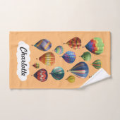 桃色の手拭き熱気球 ハンドタオル (ハンドタオル)