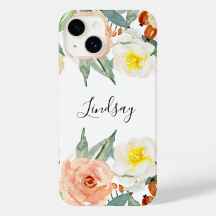 桃色の水色の花と名前 Case-Mate iPhone 14ケース