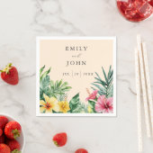 桃色の熱帯花結婚の花 スタンダードカクテルナプキン (インサイチュ)