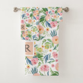 桃色の牡丹の模様 バスタオルセット (インサイチュ)