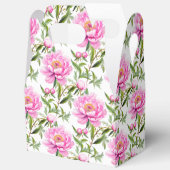 桃色の牡丹の花とセージ・グリーン離れ フェイバーボックス (見開き)