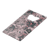 桃色の牡丹の花と蛾 クレジットカード栓抜き (裏面アングル)