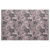 桃色の牡丹の花と蛾 ファブリック (ヤード)