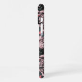 桃色の牡丹の花と蛾 iPhoneケース (左側面)