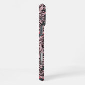 桃色の牡丹の花と蛾 iPhoneケース (右側面)