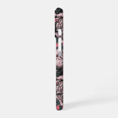 桃色の牡丹の花と蛾 iPhone 16ケース (左側面)