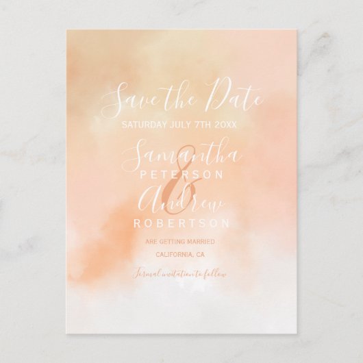 桃色の珊瑚礁のグラデーション水色 案内ポストカード (正面)