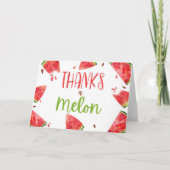 桃色の緑のスイカ感謝していをメロン サンキューカード (正面)